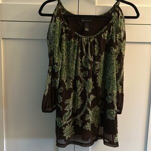 INC brand from Macys, brown and green paisley with gold accents.